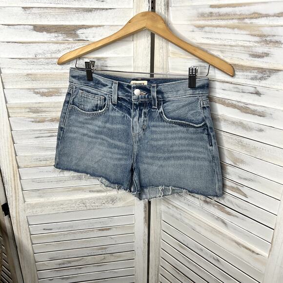 L'AGENCE Women's Ryland High Rise Cut Off Denim Shorts Medium Wash Distressed 25 - Picture 6 of 11